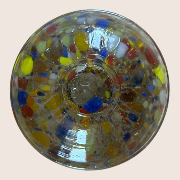 🎊 CONFETTI HAND BLOWN MEXICAN COGNAC BRANDY RECYCLED GLASS ARTISAN 5" NO CHIPS - Picture 4 of 4